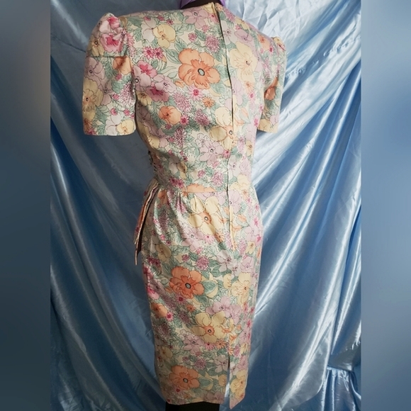 Vintage 80s Floral David Warren Dress